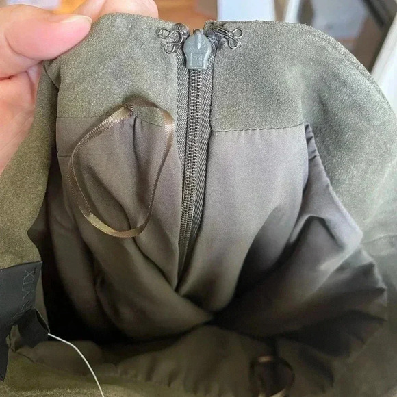 Intermix NWT $395 Dana Suede High Waist Olive green Pencil Slit Skirt Size Small - Picture 6 of 8